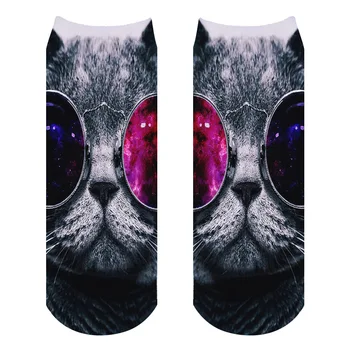 

RUNNING CHICK Fashion popular harajuku wearing glasses cat 3d printing socks