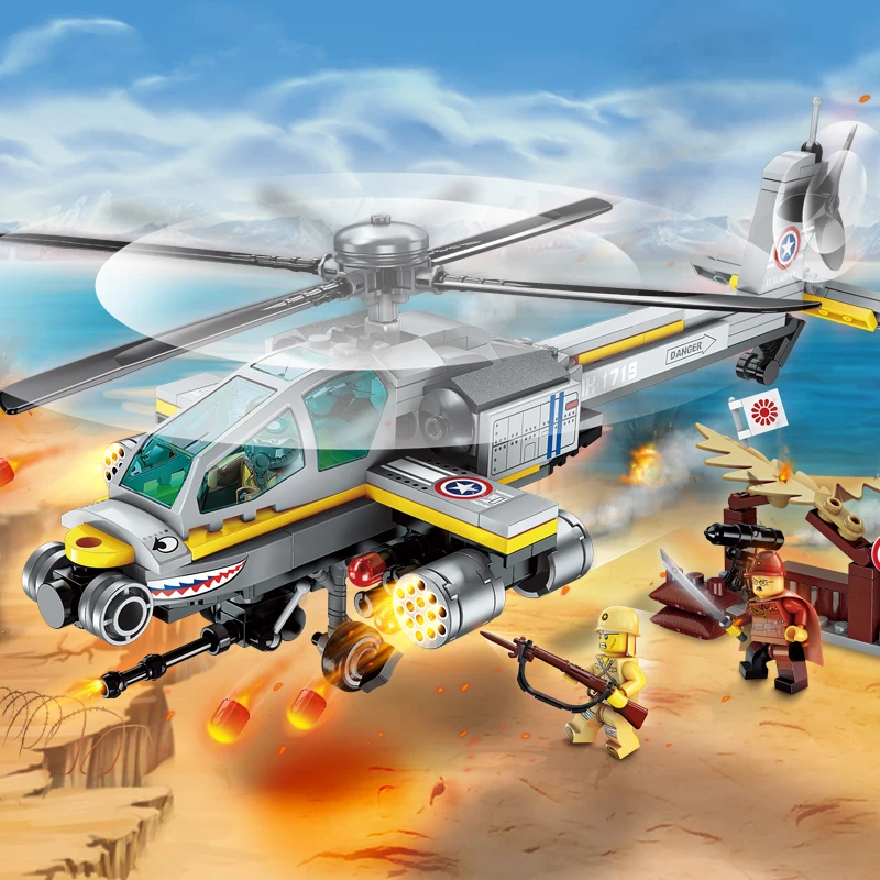 Enlighten Building Block военный боевой армейский морской корабль Apache Raid 3 фигурки 280 шт.