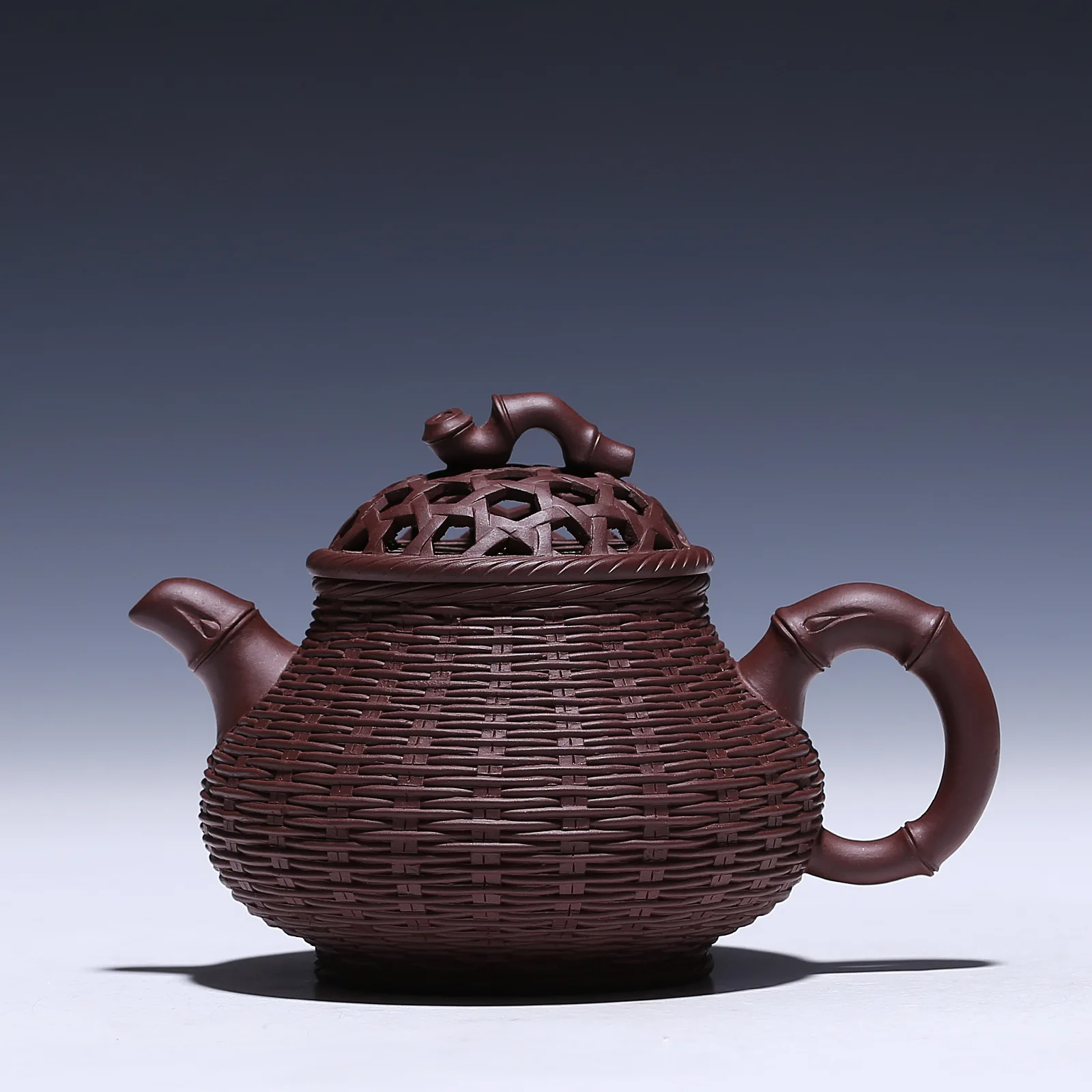 H2221 bamboo pot 300cc genuine Yixing teapot genuine handmade purple