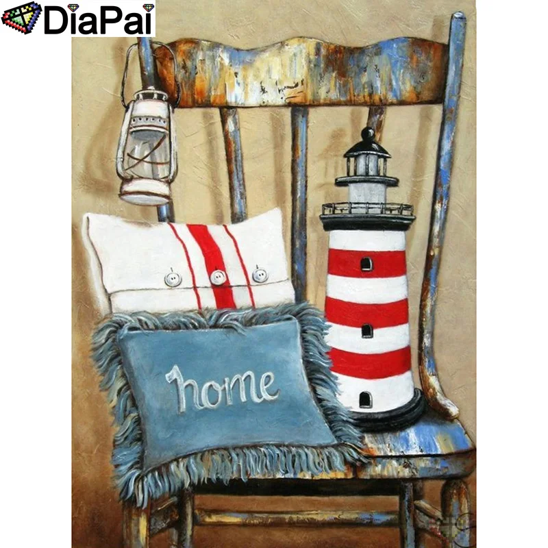 

DIAPAI 100% Full Square/Round Drill 5D DIY Diamond Painting "Lighthouse chair" Diamond Embroidery Cross Stitch 3D Decor A20499