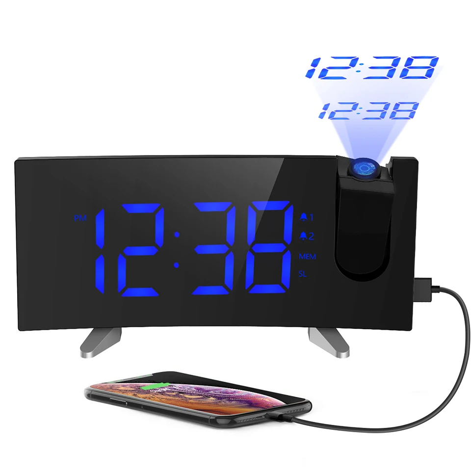 Mpow HM268 Digital FM Radio Alarm Clock With Projection 4 Alarm Sounds 9 Min Snooze Function Sleep Timer For Home Office Bedroom