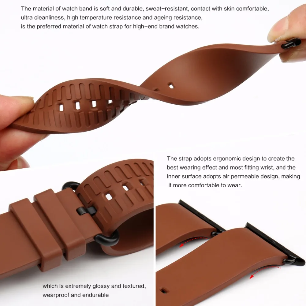 Ремешок для часов MAIKES Apple Watch Band спортивный браслет 44 мм 40 42 38 Series 4 3 2 1 iWatch всех