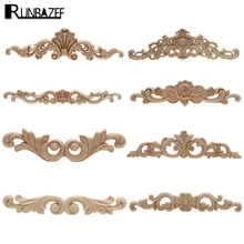 Autocollants de décoration Vintage non peints | Appliques de sculpture rectangulaires en bois naturel pour meuble, moulures en bois non peintes, accessoires de décoration