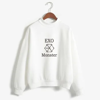 

kpop EXO autumn cotton Harajuku loose Round Collar hoodies women new EXO korean pullovers long sleeves sweatshirts women clothes
