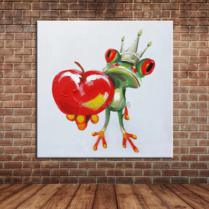 Modern-Canvas-Art-Cartoon-Animal-Funny-Frog-Holding-a-Cherry-Oil-Painting-Wall-Mural-for-Bedroom.jpg_640x640