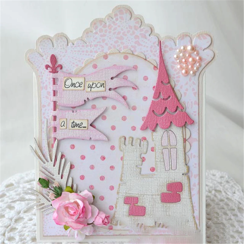

Eastshape Castle Dies Scrapbooking Metal Cutting Dies New 2019 Envelop Edge Craft Dies Flags Cuts Card Making Album Scrapbook