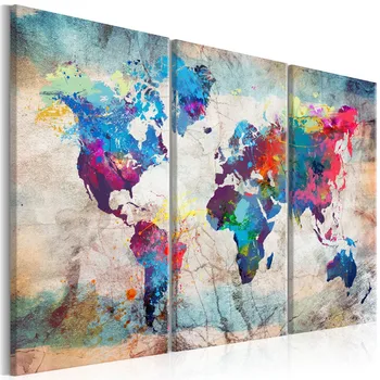 

3 Parts Abstract Canvas Painting Maps Posters Colourful Madness Paintings on The Wall Art Wall Pictures for Living Room Unframed