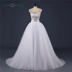 2019 vestido boda Реальный образец плюс размеры рубашка с короткими рукавами бальное платье Кристалл свадебное vestido de novia sirena ASAW13