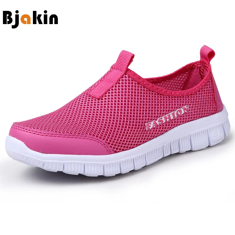 

Bjakin Women Men Summer Snakers 2018 Mesh Beach Shoes for Woman Rose Red Breathable Water Shoes Ultra Light Aqua Shoe 34-46 Size