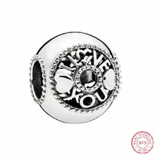 Подарок ко Дню Святого Валентина безупречное качество 925 пробы серебро говорить о Любовь бисер DIY Fit PANDORA талисманы ювелирных изделий FL681