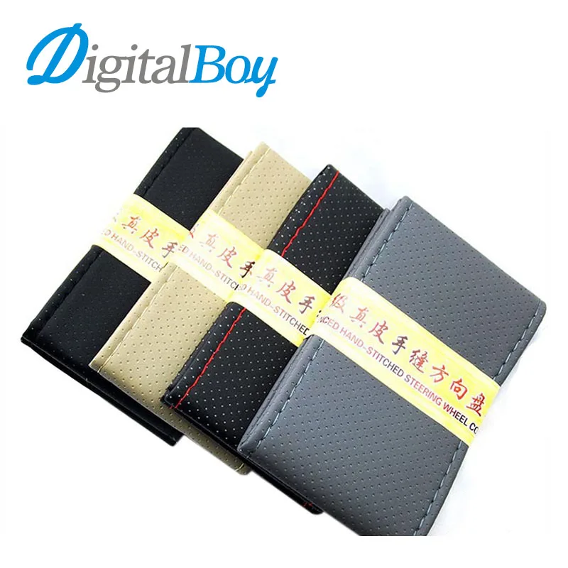 Advanced Hand Stitched Car Steering Wheel Cover Pu Leather Black Car Steering Wheel Braid with Needles and Thread 38cm Diameter Advanced Hand Stitched Car Steering Wheel Cover Pu Leather Black Car Steering Wheel Braid with Needles and Thread 38cm Diameter