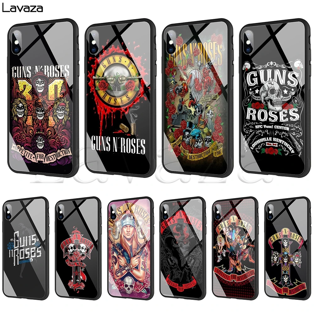 Чехол Lavaza Guns N Roses из закаленного стекла для iPhone XS MAX XR X 8 7 6 6S Plus|Бамперы| |