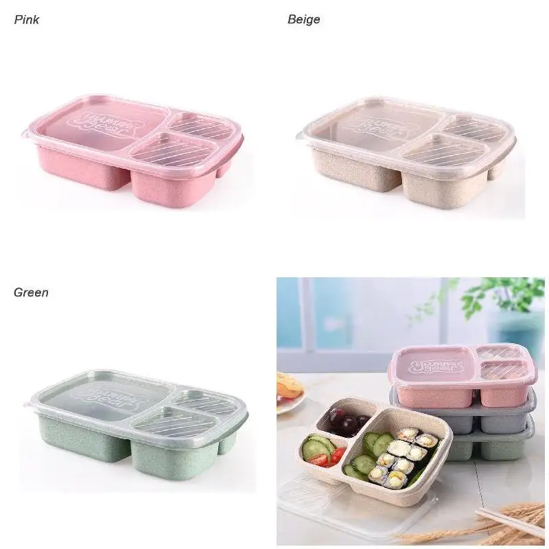 Wheat Straw Fiber Lunch Box Thermal Insulated Bento Box Picnic Food Container Storage Box HTQ99