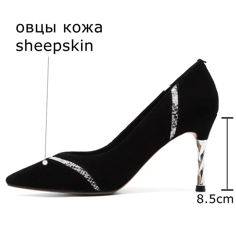 ALLBITEFO genuine leather super high heel shoes heels shoes Spring Autumn comfortable high heels wedding shoes tacones mujer