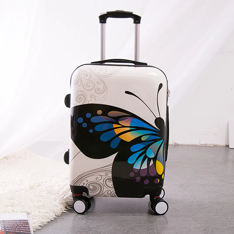 Wholesale!12 24inches pc hardside case trolley luggage set,butterfly