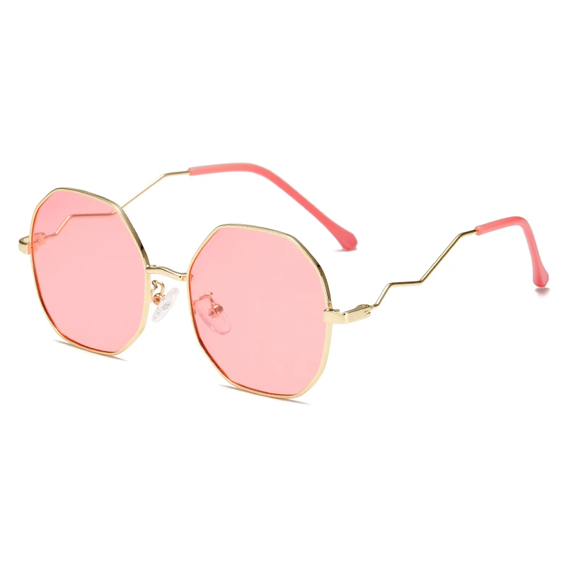 LongKeeper очки Детские поляризованные солнцезащитные очки с металлической оправой нерегулярные океан цветные для девочек и мальчиков путешествия аксессуар с изображением глаза UV400 с чехлом - Цвет линз: ocean pink