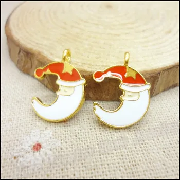 

40 pcs Christmas Charms moon Pendant Gold plated Zinc Alloy Fit Bracelet Necklace DIY Metal Jewelry Findings