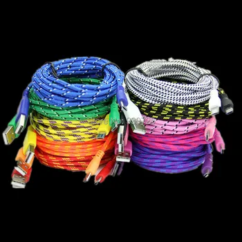 

200pcs 3M 10ft Long Round Fabric Nylon Braided Micro cable Accessory Bundles For Samsung for HTC for xiaomi for Nokia