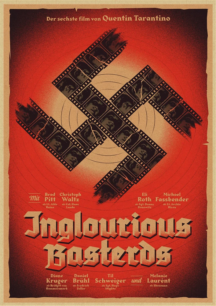 Inglourious Basterds Квентин Тарантино Классические фильмы домашний интерьер украшения Крафт Фильм плакат рисунок core наклейки на стену - Цвет: Кофе