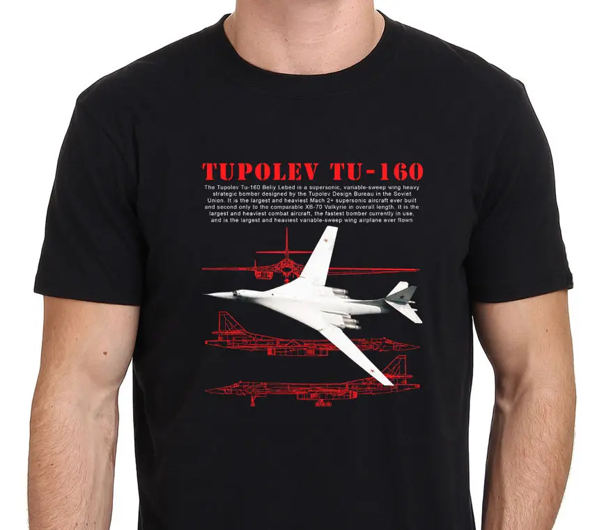 

Russian Supersonic Bomber Tupolev Tu 160 T Shirt Men'S Black Size S To Xxxl 2018 Short Sleeve Cotton T Shirts Man Clothing