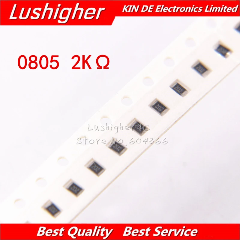 100 шт. 0805 SMD резистор 5% 2K Ohm 202 2001 2 0 ком 2000ohm|Резисторы| |