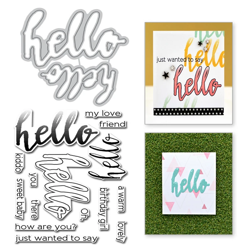 

Eastshape Hello Letter Metal Cutting Dies and Stamps Word Scrapbooking New Die Cuts for Card Making Craft Dies Stitch Troqueles