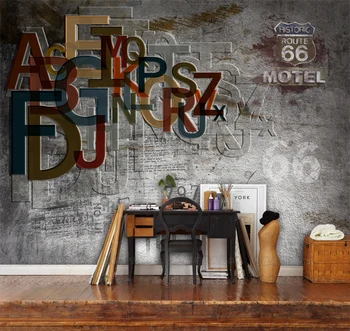 

Vintage Letter English Alphabet 5d Papel Murals Wallpaper 8d Wall Mural for Bar Living Room TV Sofa Background 3d Photo Mural