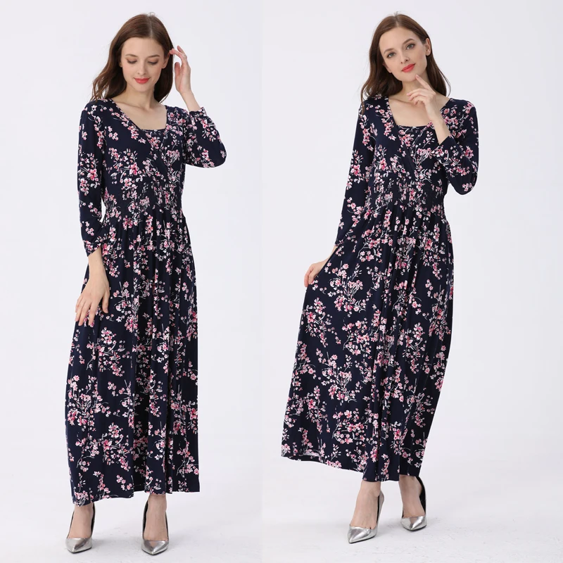 Emotion Moms NEW Floral Cotton Blend Maternity Clothes Lactation Dress Long Breastfeeding Dresses For Pregnant Women