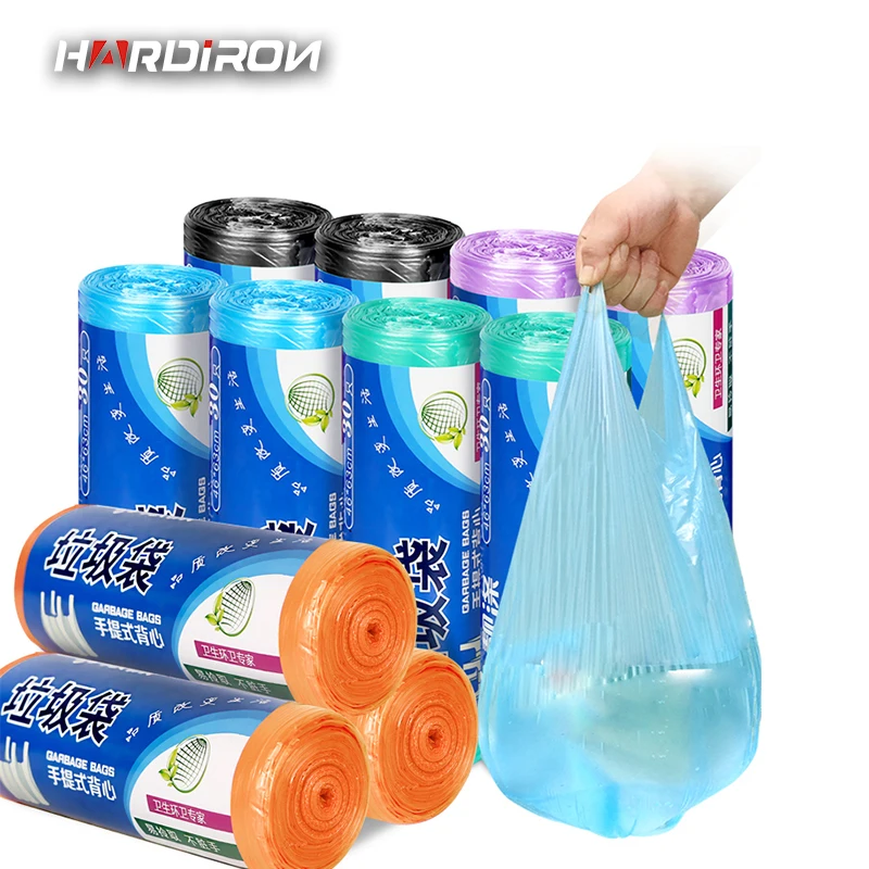 HARDIRON 63x46cm Vest Type Disposable Garbage Bag Thickening Portable Color Home Kitchen Plastic ...