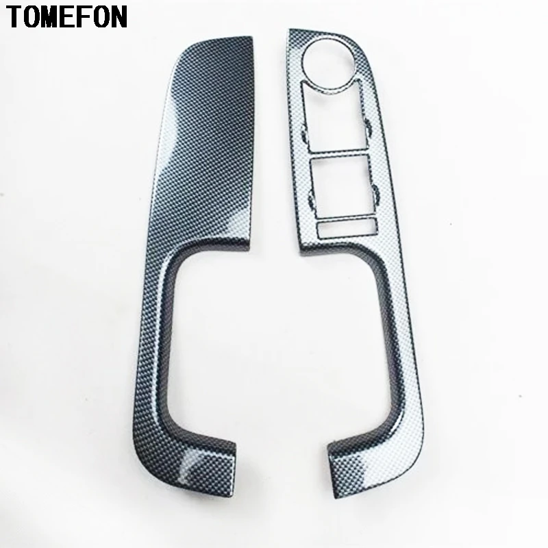 

TOMEFON For Ford Focus 2009 2010 2011 LHD ABS Carbon Fiber Paint Door Lift Window Switch Button Cover Trim 2pcs
