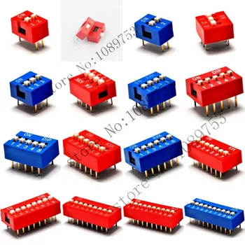 

50PCS Red/Blue 2.54mm Pitch Slide Type Switch 1P/2P/3P/4P/5P-10P DIP Switch New