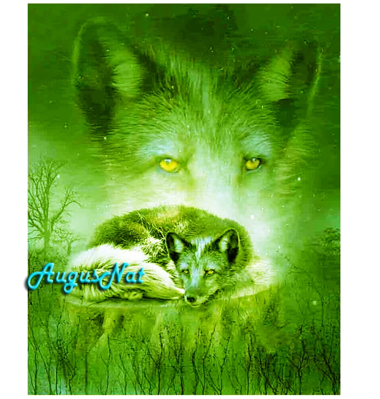 Пейзаж картина выложенная алмазами on canvas wolf настенное Искусство Декор Стразы