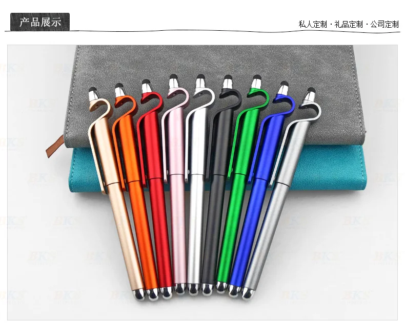 BKS creative advertising pen curved touch screen capacitive phone stand pen pen sign pen custom wholesale 100 with 1c1logo