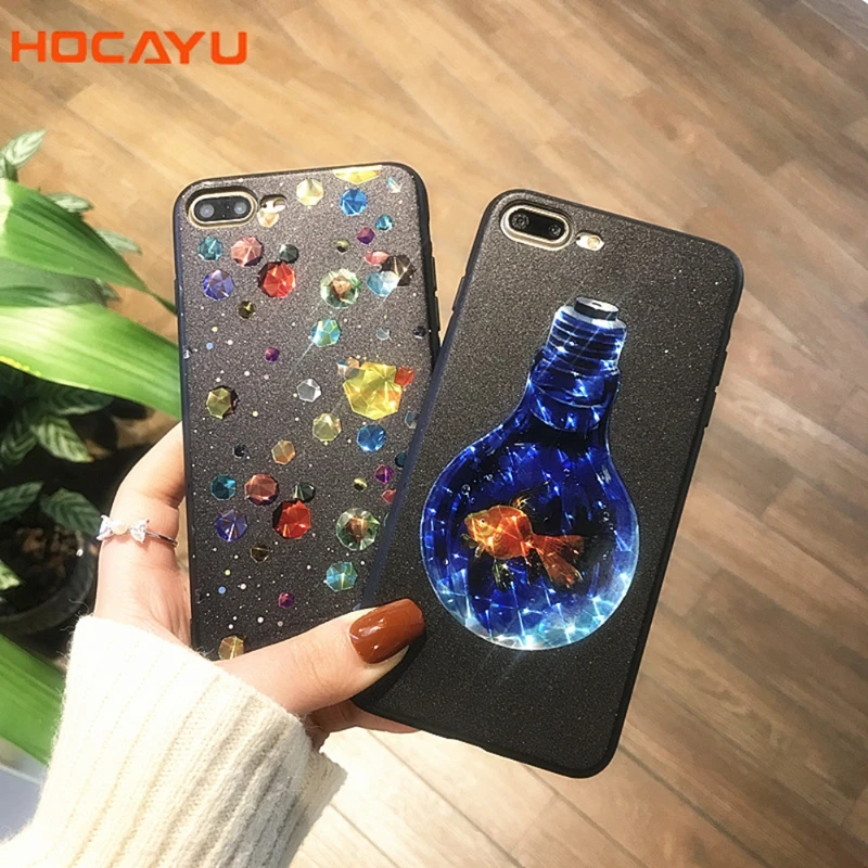 HOCAYU оптовая продажа дешевые чехлы для телефонов Iphone X 8 8plus 7 7plus 6 6s 6plus 3d Блестящий