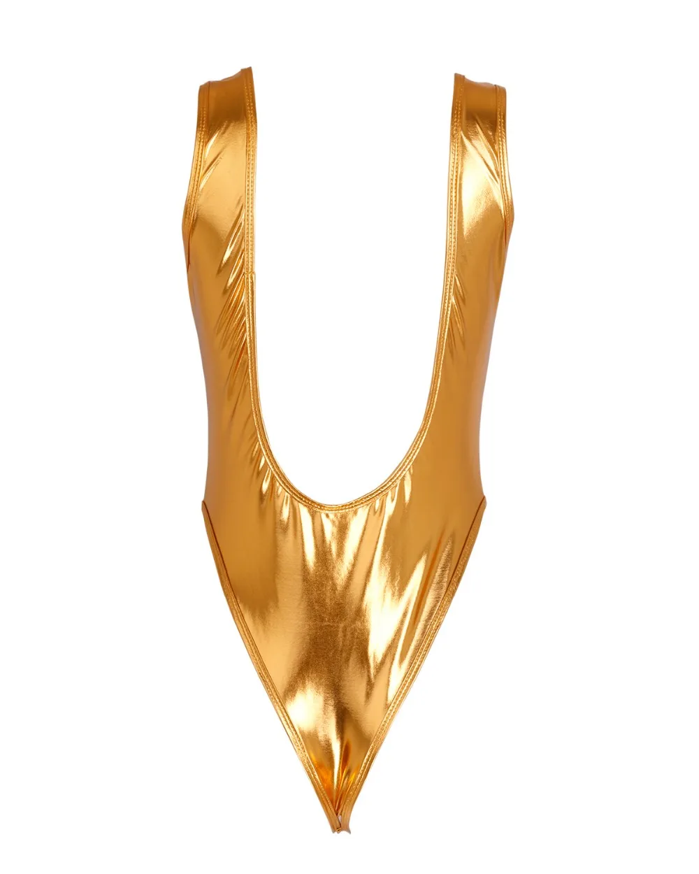 iEFiEL Womens Femme Sleeveless High Cut Sexy Bodycon Patent Leather Thong Gymnastics Leotard Night Clubwear Bodysuit Costumes pink bodysuit