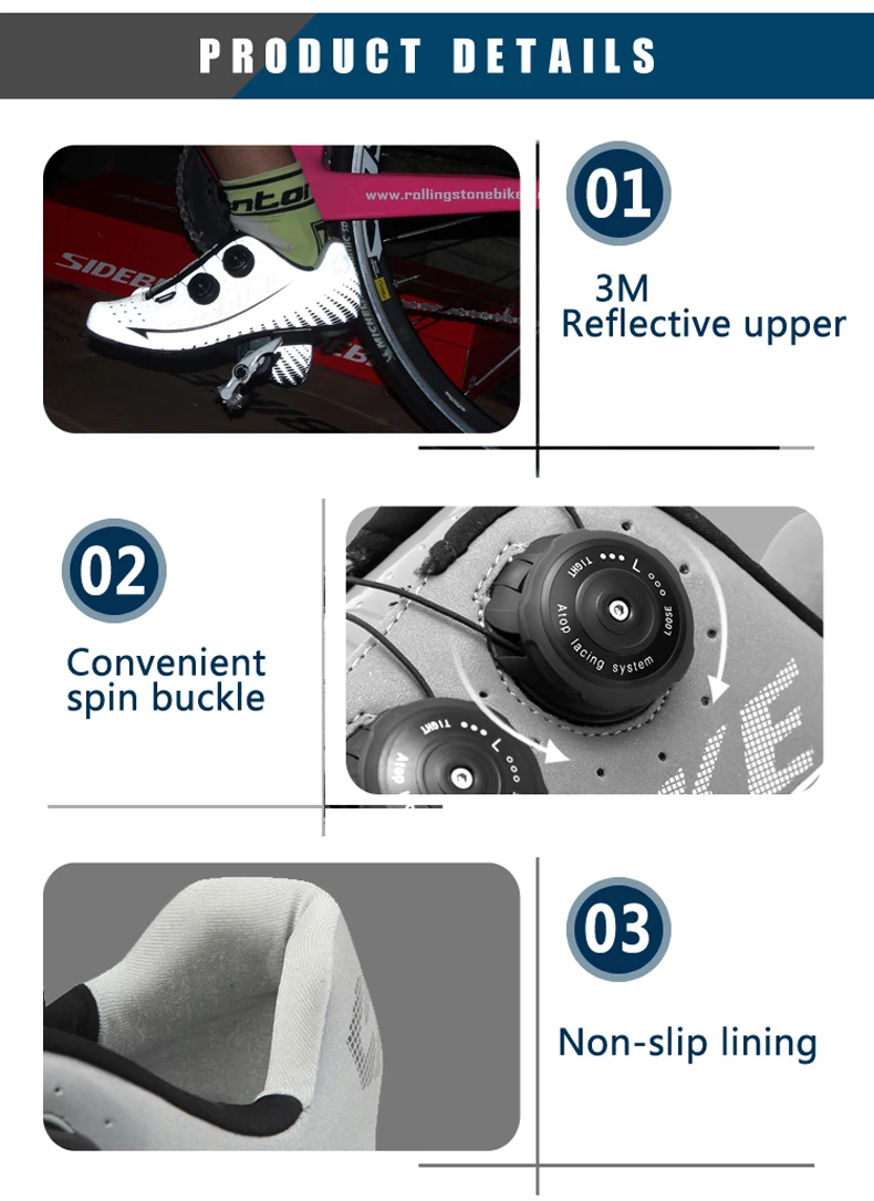 Sidebike 3M Reflectiv Carbon Ultralight Cycling Shoes self-Locking Racing Bike Shoes Road Bike Athletic Riding Shoes Ciclismo
