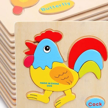 

Wooden 3D Puzzle Jigsaw Wooden Toys For Children Cartoon Animal Puzzles Intelligence Kids Children Educational Toy