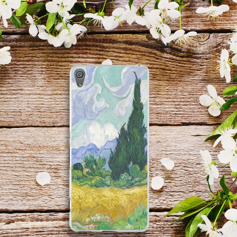 Мягкий чехол для телефона для sony Xperia E3 E5 T3 M2 M4 M5 XA XZ Z Z1 Z2 Z3 Z4 Z5 Compact Vincent Van Gogh звездное небо картина маслом