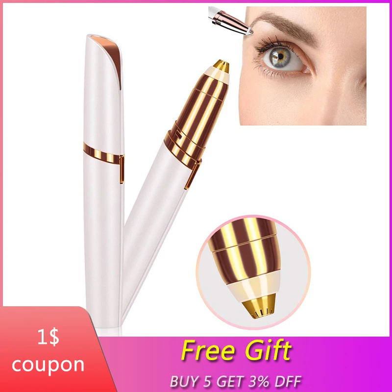 

Mini Electric Eyebrow Trimmer Lipstick Brows Pen Hair Remover epilateur sourcil Painless Eye Brow Razor Epilator with LED Light