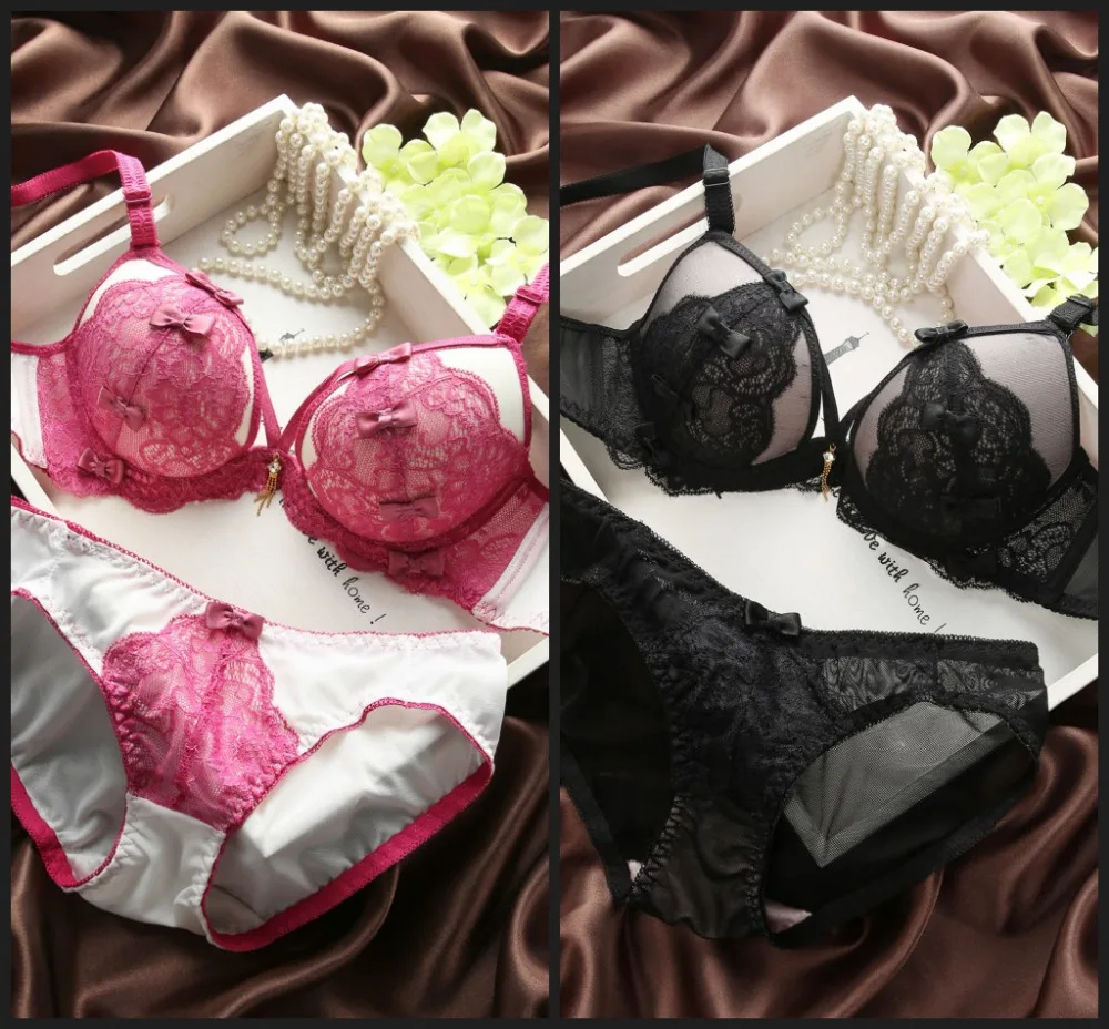 

Underwear bra set sexy lace Luxury women gathering bra + brief set fashion embroidery push up bra set H037