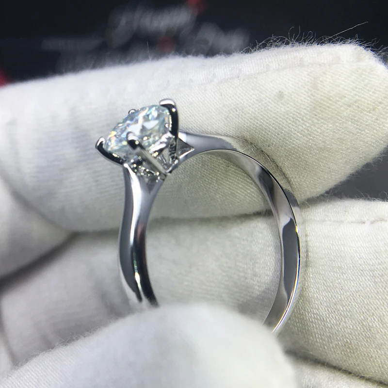 Классическое Белое золото 14 к 1ct 2ct 3ct Moissanite кольцо VVS1 Круглый вырез лабораторный алмаз обручальное свадебное кольцо на головщину для женщин