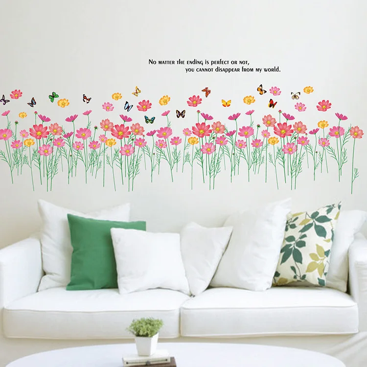 90 60cm big size daisy flower floral wall sticker decals 