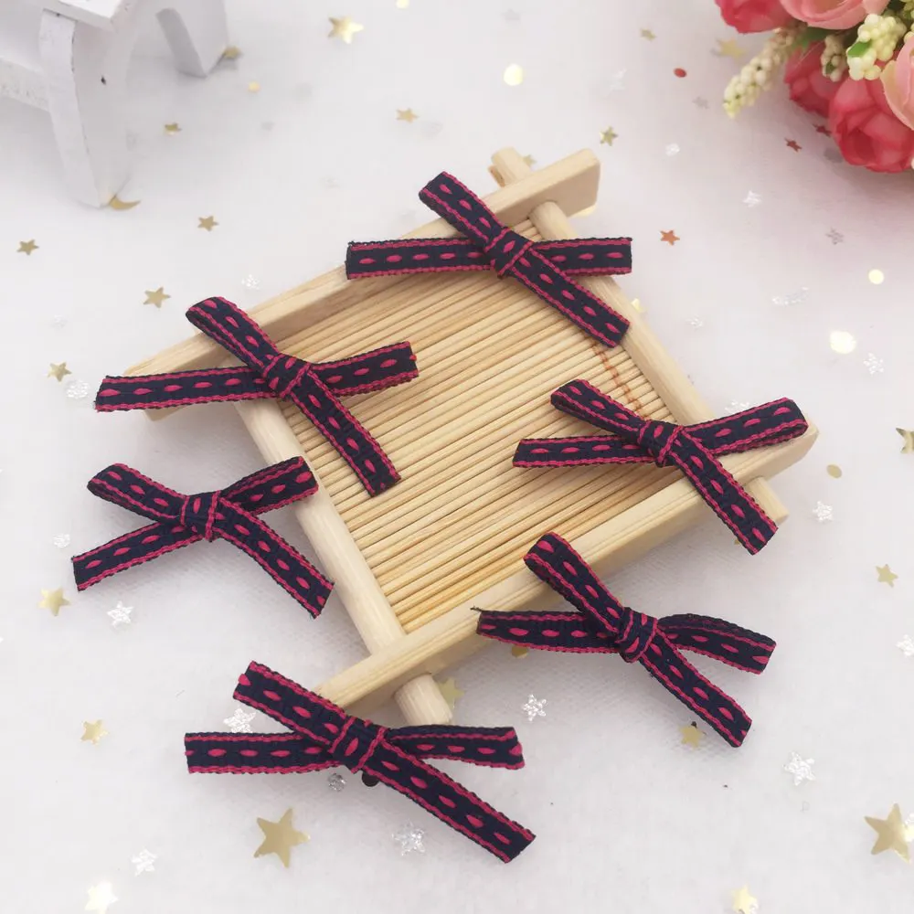 

New 20Pcs 21*42mm Handmade Zebra Crossing Satin Bow Wedding DIY Craft Appliques Gift A45