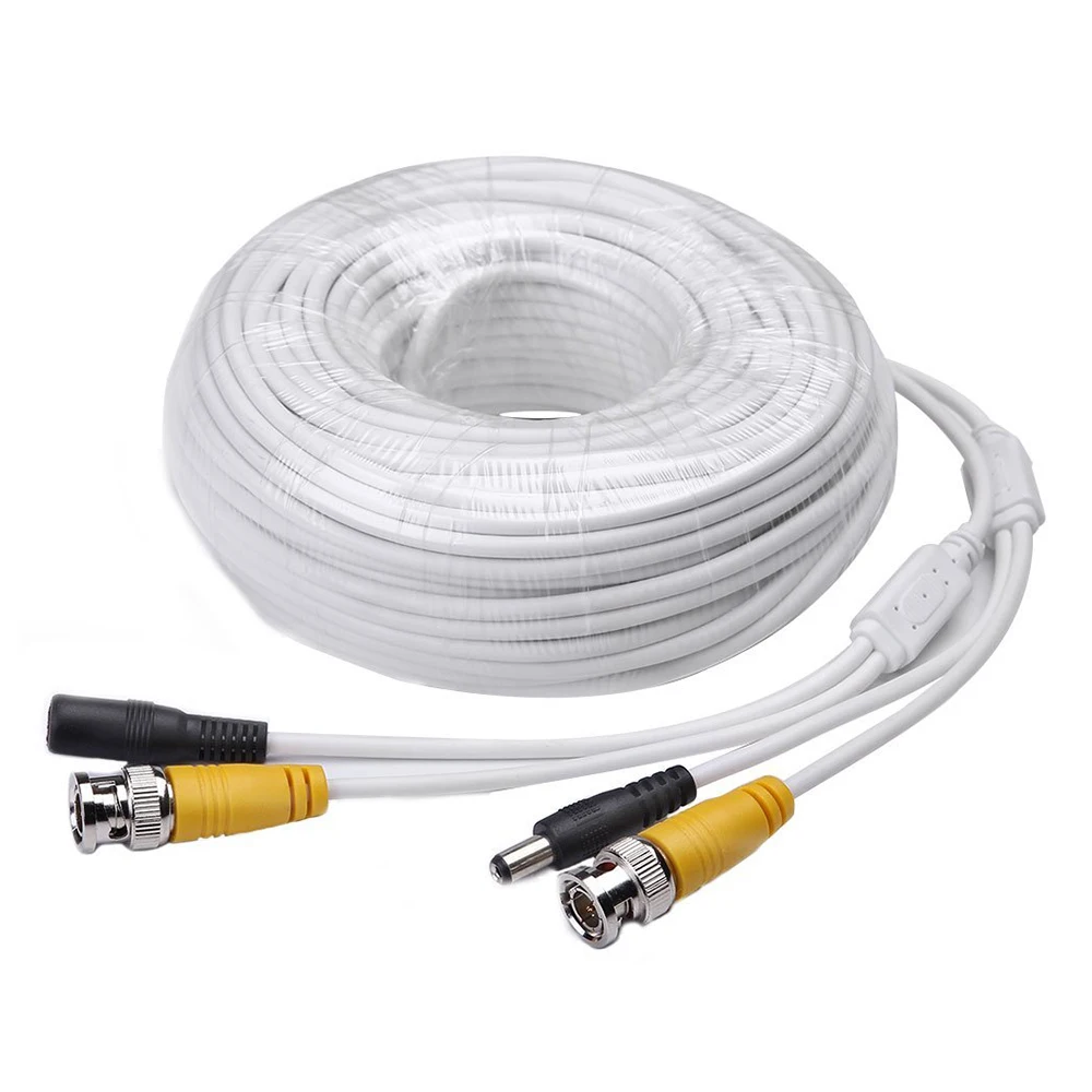 

Wholesale 100ft Video Power Cables BNC RCA Security Camera Extension White Wires Cords for CCTV DVR Surveillance System