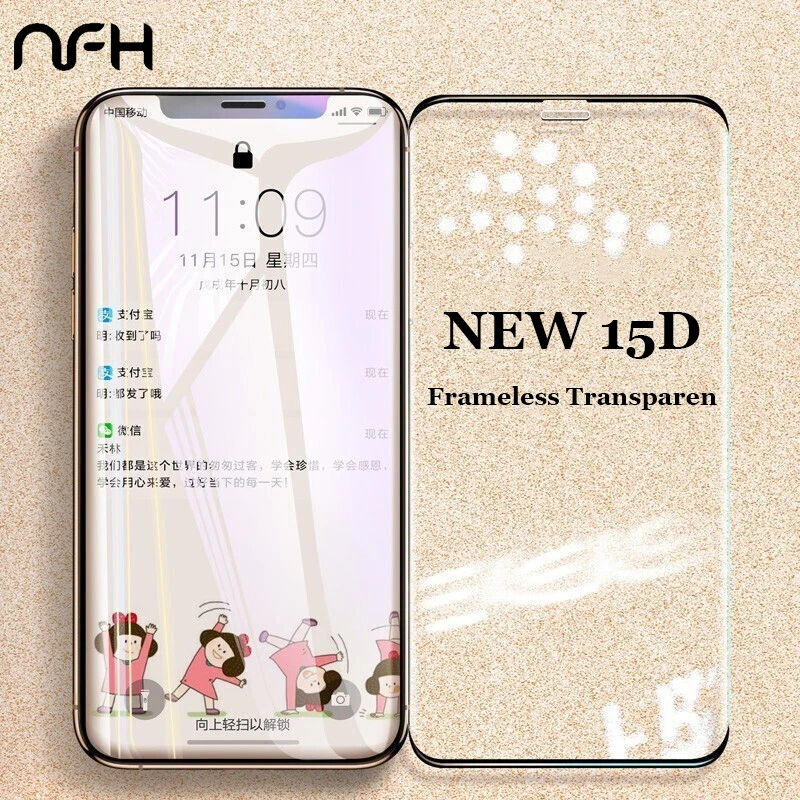 

15D Full Cover Frameless Transparen Tempered Glass On for iphone 11 Pro XS max XR glass iphone 6S 7 8 Plus Screen Protector Film