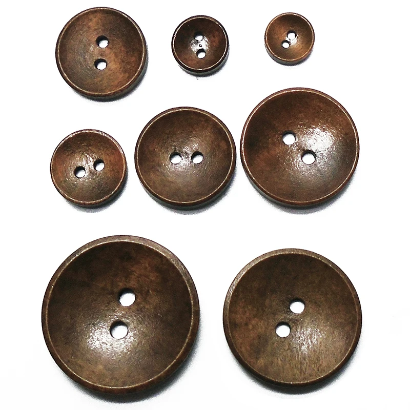

ZIEENE 40PCs New 23mm-30mm Round Bowl Coffee Wooden Buttons 2 Holes Sewing Scrapbooking For Women Clothes Handmade Wood Button