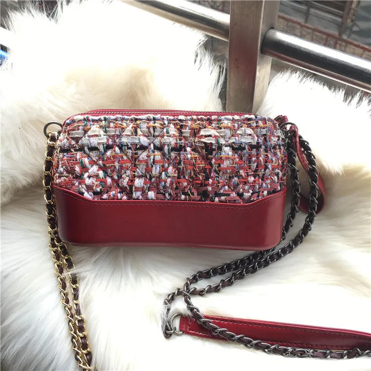 

free shipping Braided tweed mini stray package of new fund of 2018 autumn winters is one shoulder inclined across fashion diamon