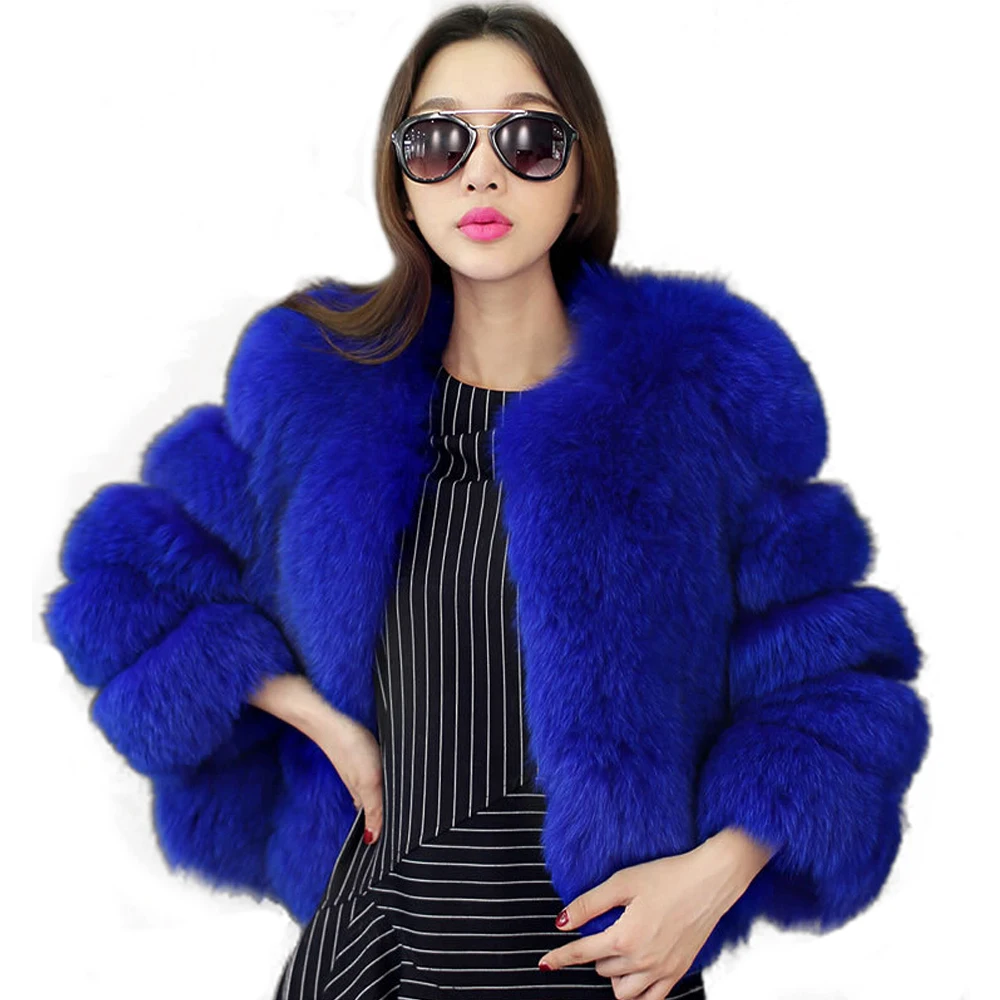 

Women Winter Faux Fur Coat , Thicken Outerwear Colorful Jacket 6610