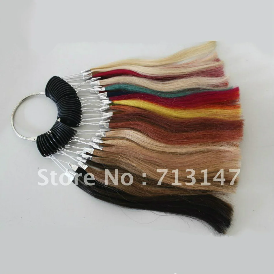 1 Piece Free Shipping 43 Colors 100% Remy Human Hair Color Chart Can be Customized Hair Extension Tools Accessories Color Rings