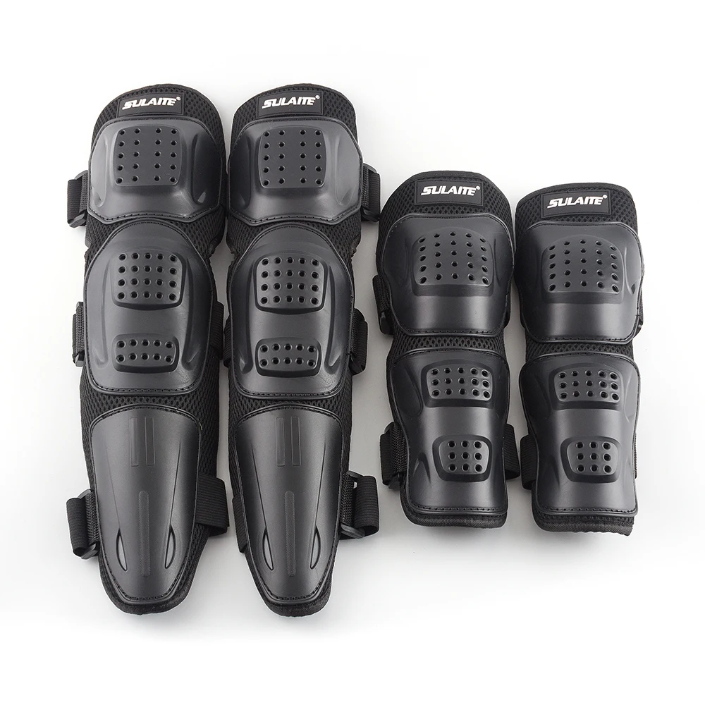 

Black PE Shell Motorcycle Knee Guards Elbow Protector Motosiklet Knee Protective Gear Protector Guards Kit Motocross Brace
